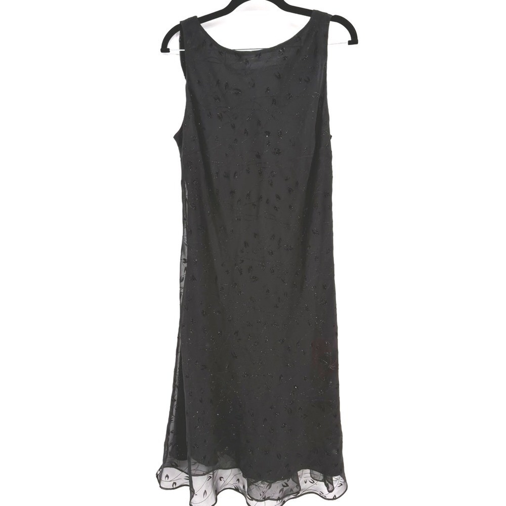 Chelsea Nites Dress Womens L Black Glitter Leaf Cowl Back Mesh Formal 1166